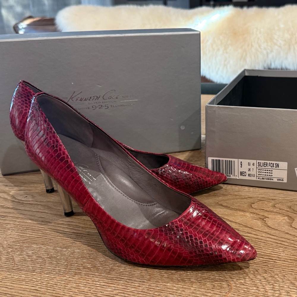 Kenneth Cole New York Red Snakeskin Heels